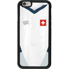 Coque iPhone 6/6s - Silicone rigide noir Maillot de football Suisse Extérieur personnalisable