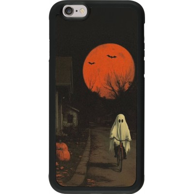 Coque iPhone 6/6s - Silicone rigide noir Halloween 2025 Ghost on a bicycle