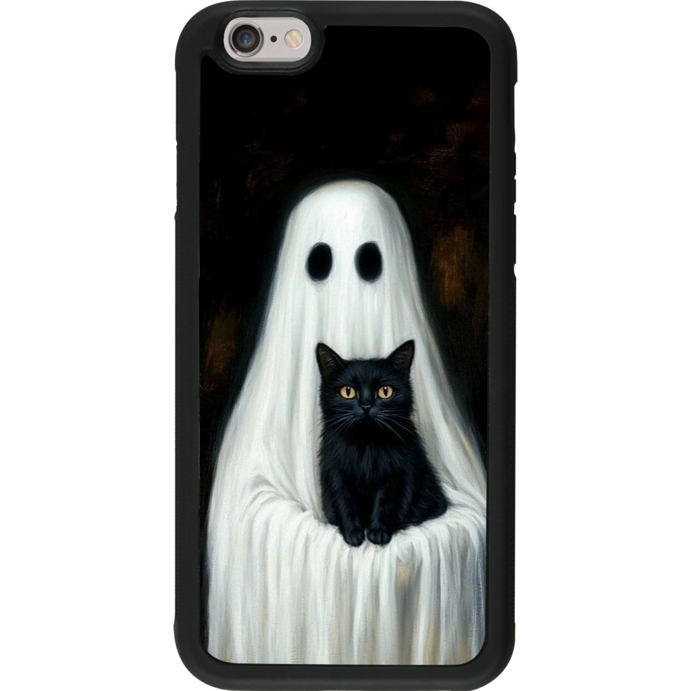 Coque iPhone 6/6s - Silicone rigide noir Halloween 2025 Ghost with black cat
