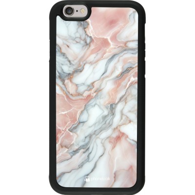 Coque iPhone 6/6s - Silicone rigide noir Marbre Rose Lumineux
