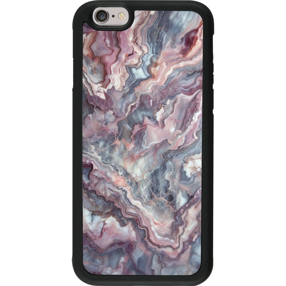 iPhone 6/6s Case Hülle - Silikon schwarz Violetter silberner Marmor