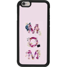 Coque iPhone 6/6s - Silicone rigide noir Mom 2024 girly mom