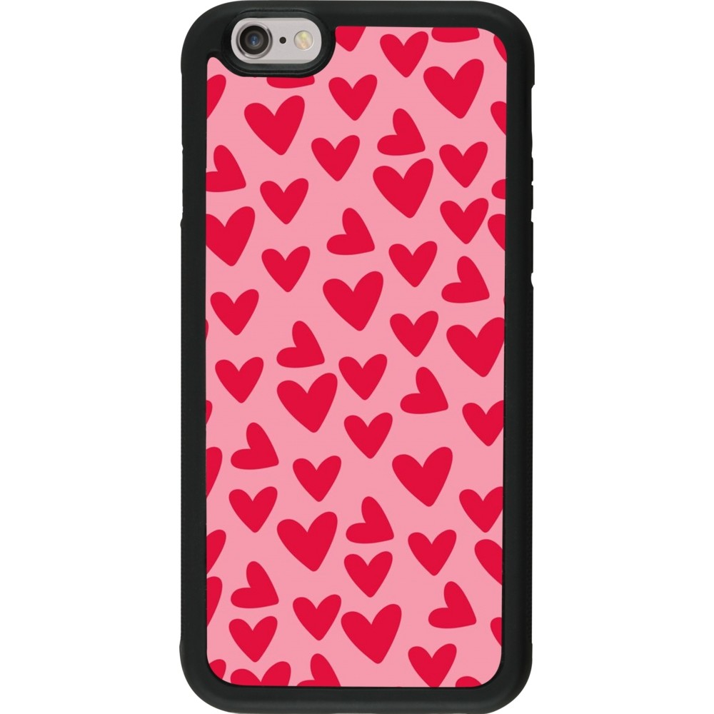 Coque iPhone 6/6s - Silicone rigide noir Mom 2024 petits coeurs