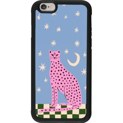 iPhone 6/6s Case Hülle - Silikon schwarz Pink leopard with stars 2026