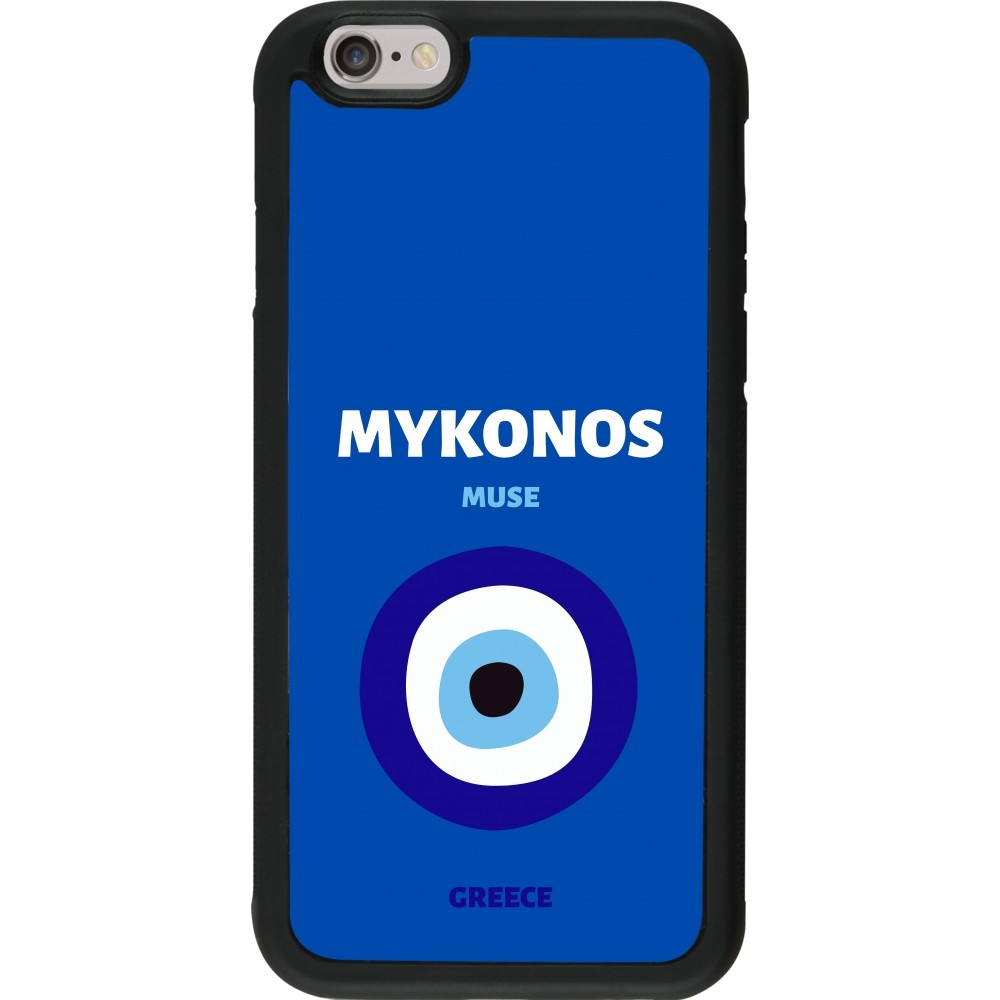Coque iPhone 6/6s - Silicone rigide noir Pop Summer Destination Mykonos