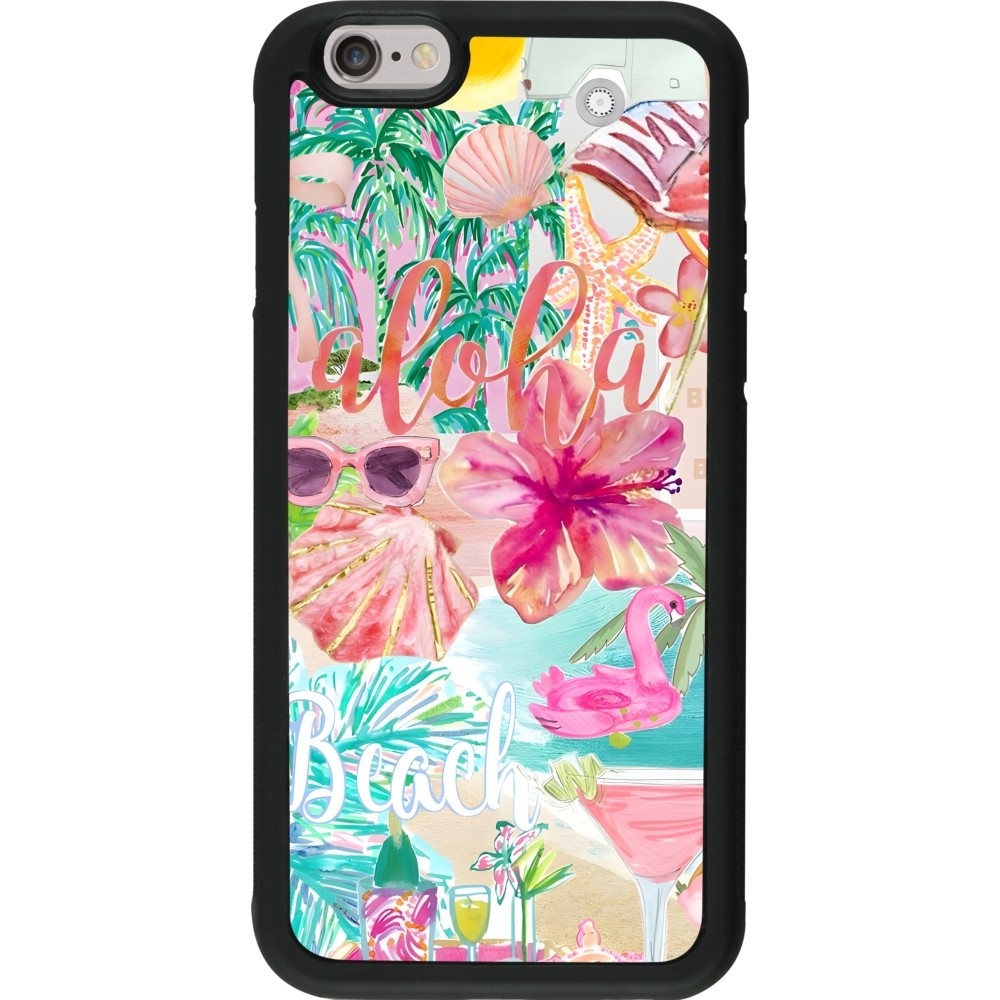 iPhone 6/6s Case Hülle - Silikon schwarz Preppy Collage Aloha
