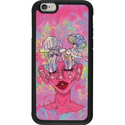 Coque iPhone 6/6s - Silicone rigide noir Psychedelic pink mushroom