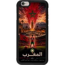 Coque iPhone 6/6s - Silicone rigide noir Football Maroc splash 2026