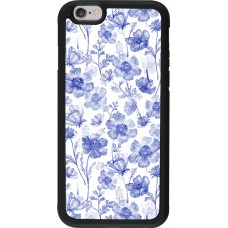 iPhone 6/6s Case Hülle - Silikon schwarz Spring 23 watercolor blue flowers