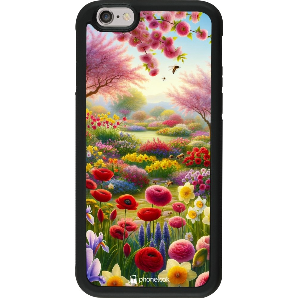 Coque iPhone 6/6s - Silicone rigide noir Spring 25 Bouquet printemps