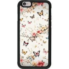 Coque iPhone 6/6s - Silicone rigide noir Spring 25 Papillons Légers