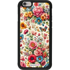 Coque iPhone 6/6s - Silicone rigide noir Spring 25 printemps fleuri