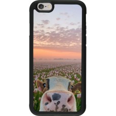Coque iPhone 6/6s - Silicone rigide noir Cow with tulips Spring 2026