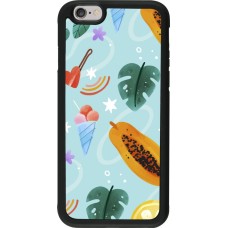 Coque iPhone 6/6s - Silicone rigide noir Summer 2025 Pattern papaya