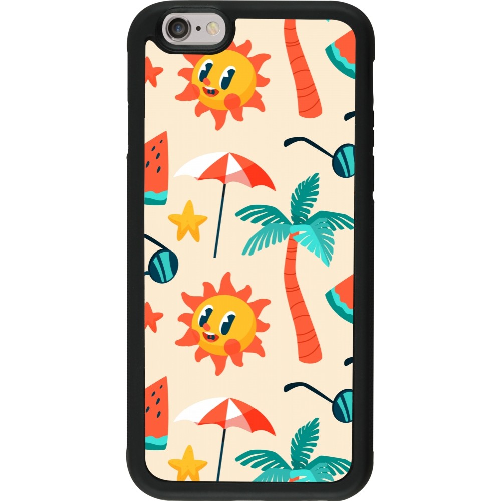 Coque iPhone 6/6s - Silicone rigide noir Summer 2025 Pattern soleil