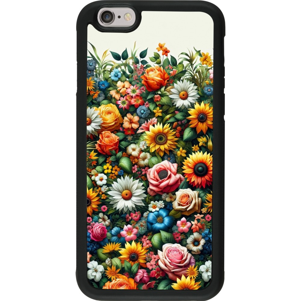 iPhone 6/6s Case Hülle - Silikon schwarz Sommer Blumenmuster