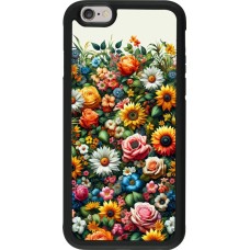 iPhone 6/6s Case Hülle - Silikon schwarz Sommer Blumenmuster