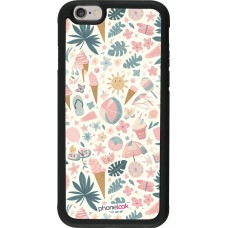 iPhone 6/6s Case Hülle - Silikon schwarz Sommer Pink Muster