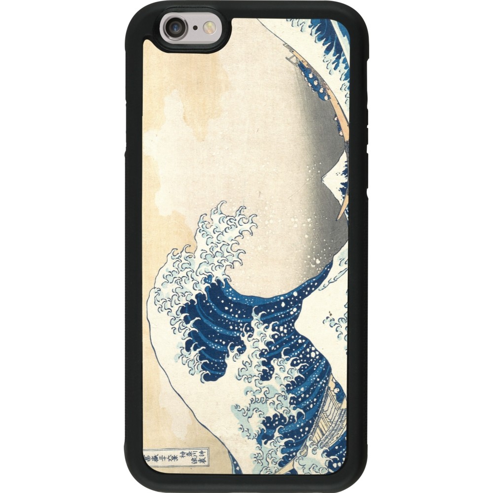 Coque iPhone 6/6s - Silicone rigide noir Tableau art - La Grande Vague de Kanagawa - Hokusai