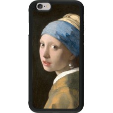 Coque iPhone 6/6s - Silicone rigide noir Tableau art - La Jeune fille à la perle - Johannes Vermeer