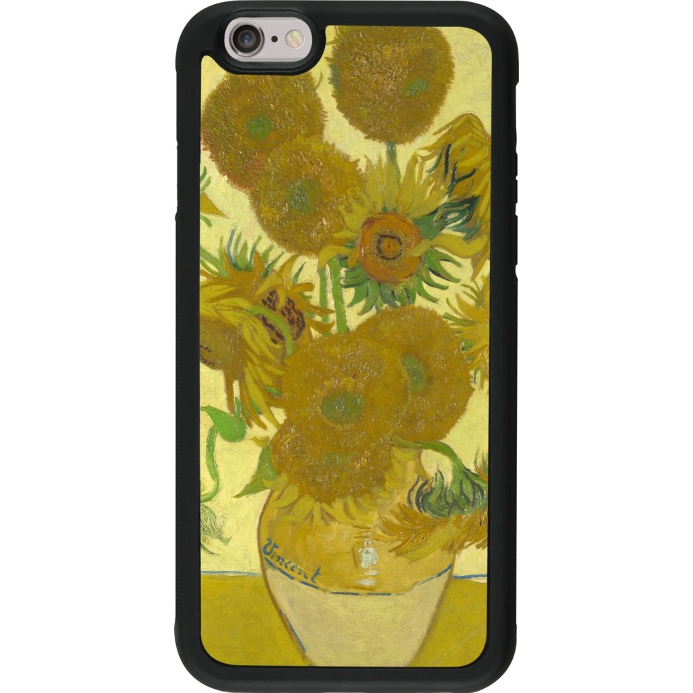 Coque iPhone 6/6s - Silicone rigide noir Tableau art - Les Tournesols - Van Gogh