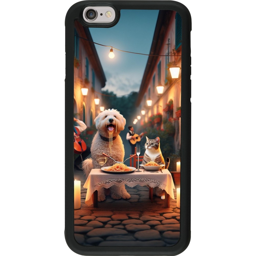 iPhone 6/6s Case Hülle - Silikon schwarz Valentin 2024 Hund & Katze Kerzenlicht