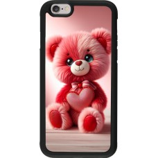 Coque iPhone 6/6s - Silicone rigide noir Valentine 2024 Ourson rose