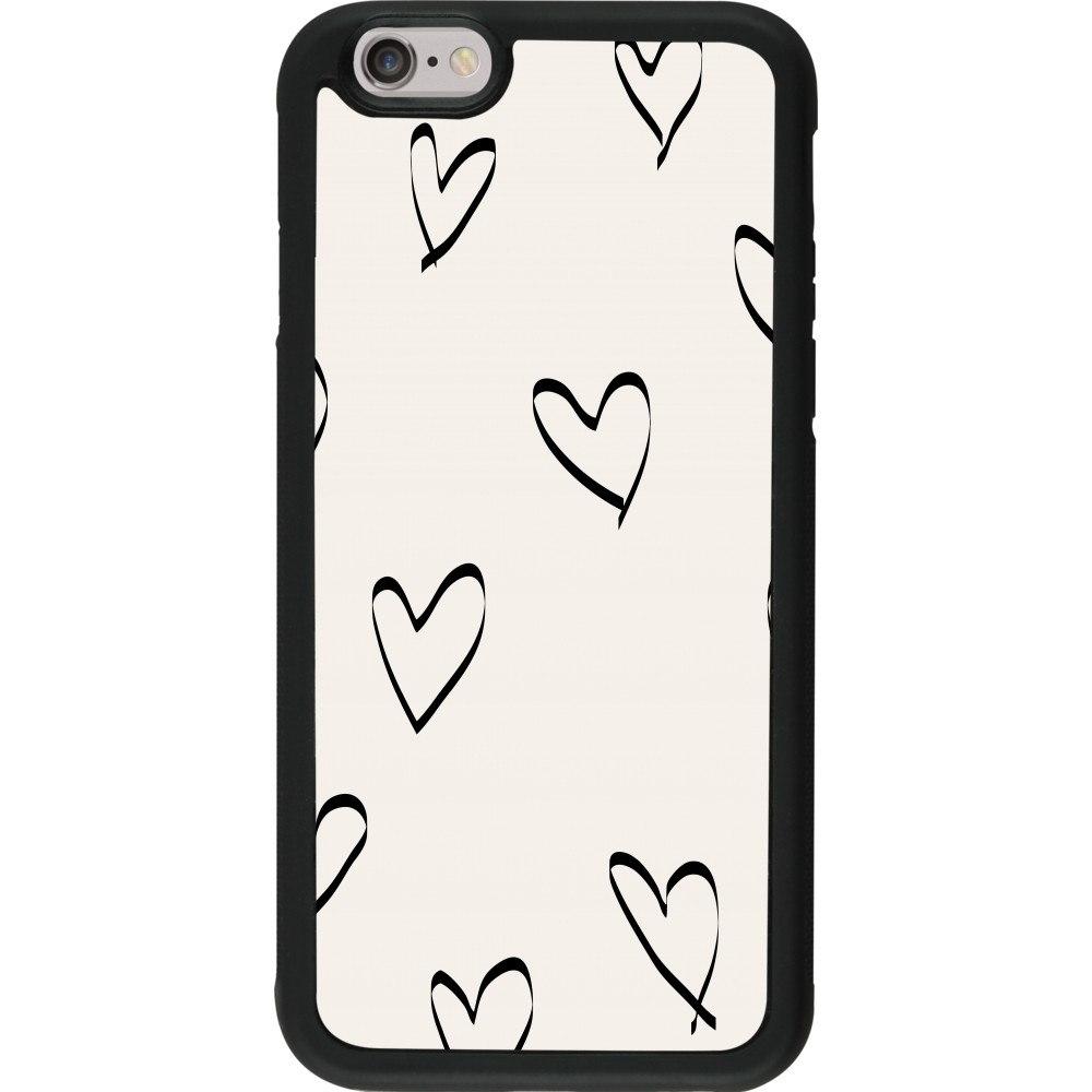 iPhone 6/6s Case Hülle - Silikon schwarz Valentine 2023 minimalist hearts