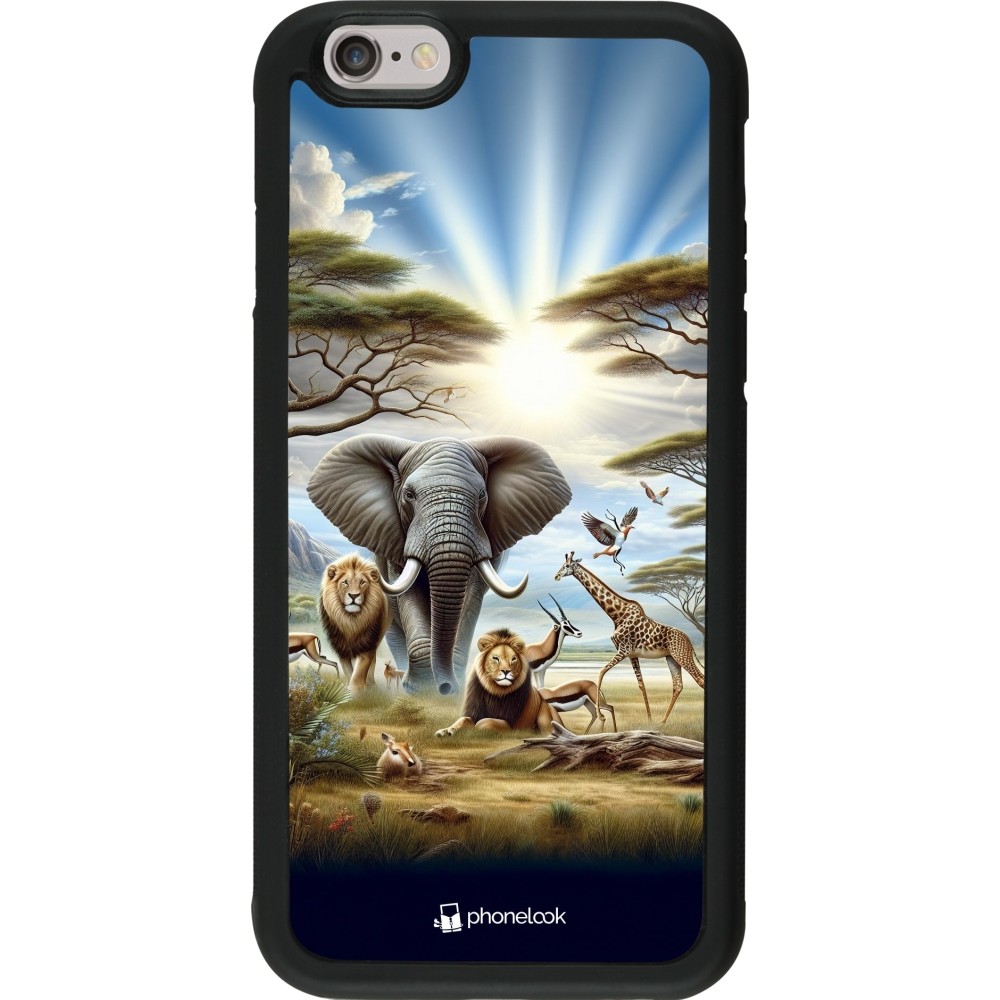 Coque iPhone 6/6s - Silicone rigide noir Vie sauvage africaine