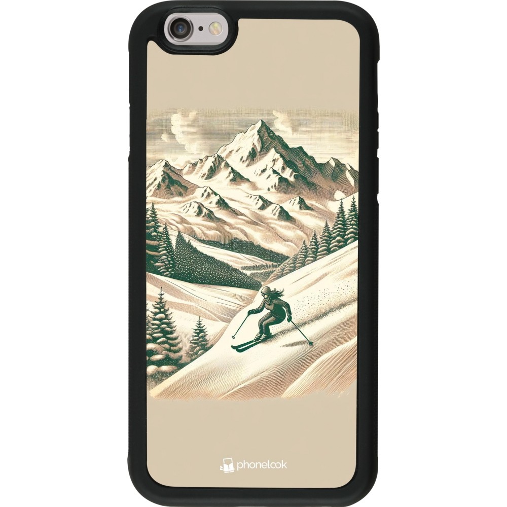 Coque iPhone 6/6s - Silicone rigide noir Vintage Ski Mountain