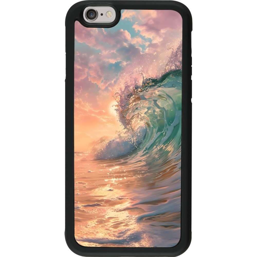 Coque iPhone 6/6s - Silicone rigide noir Wave Sunset