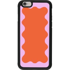 iPhone 6/6s Case Hülle - Silikon schwarz Wavy Rectangle Orange Pink