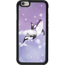 Coque iPhone 6/6s - Silicone rigide noir Whale in sparking stars