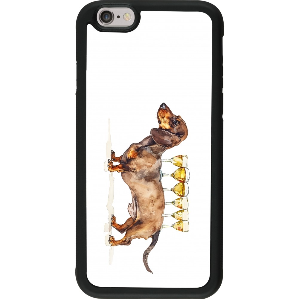 iPhone 6/6s Case Hülle - Silikon schwarz Wine Teckel
