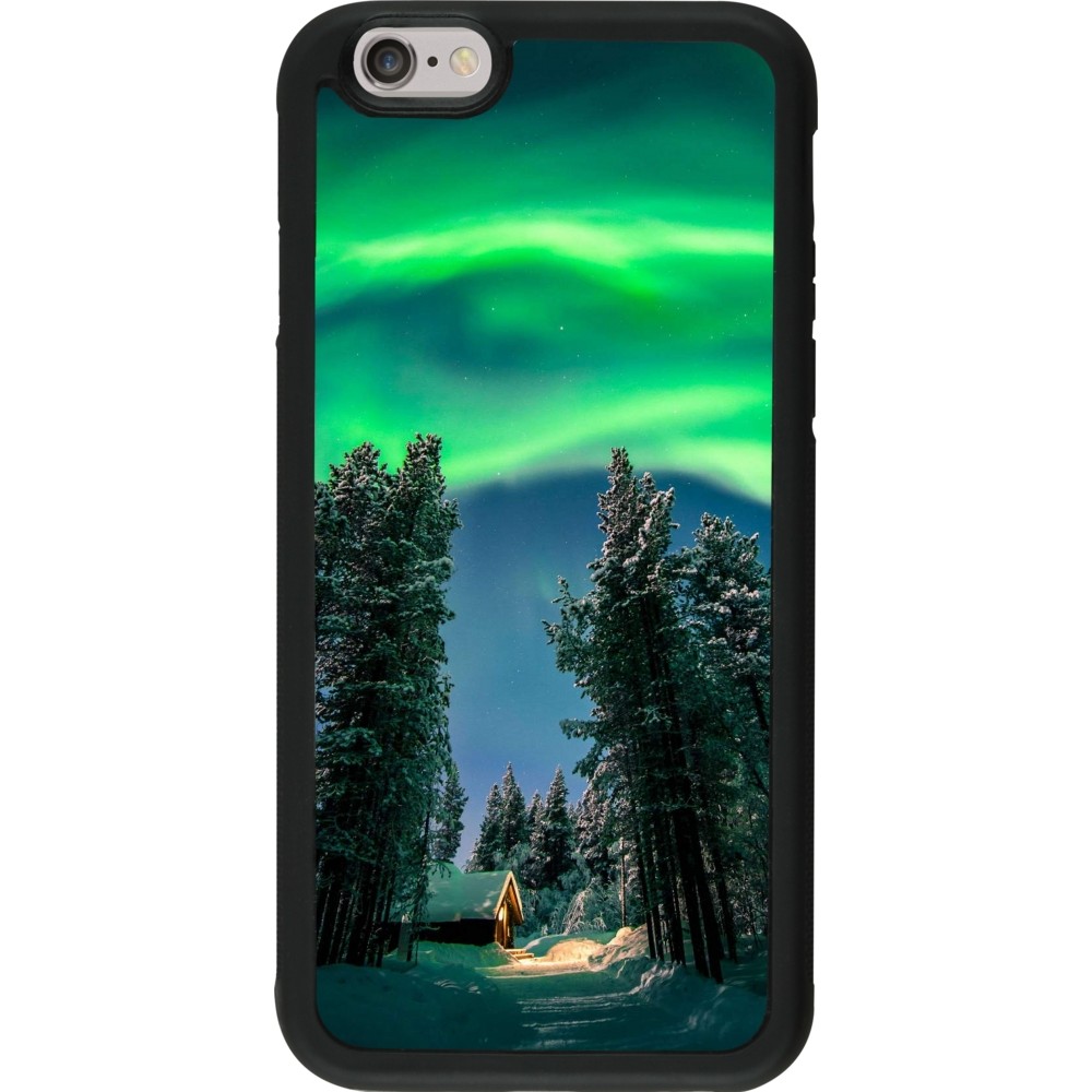 Coque iPhone 6/6s - Silicone rigide noir Winter 22 Northern Lights