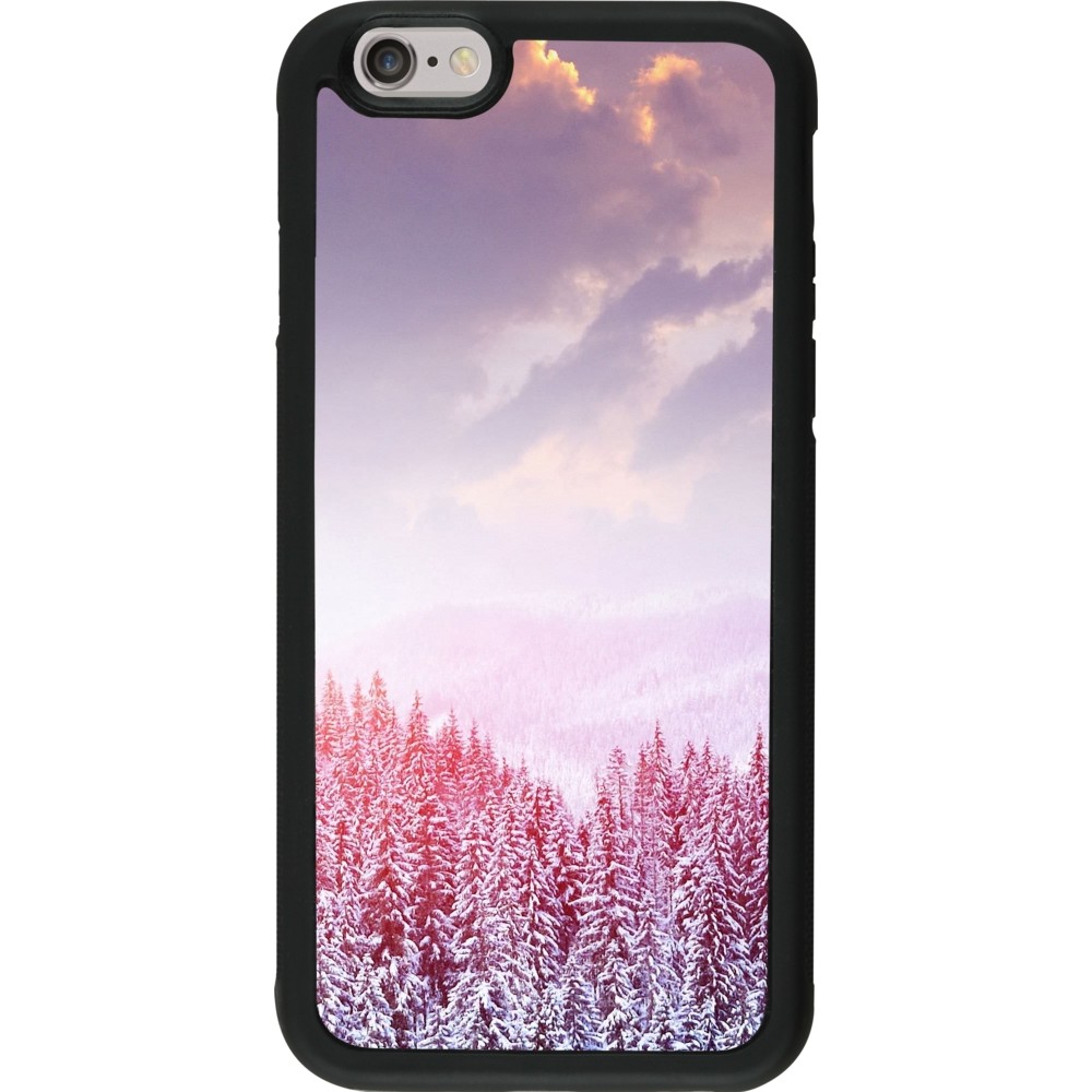 iPhone 6/6s Case Hülle - Silikon schwarz Winter 22 Pink Forest