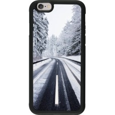 Coque iPhone 6/6s - Silicone rigide noir Winter 22 Snowy Road
