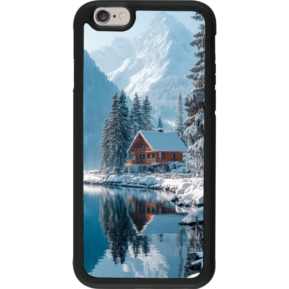 iPhone 6/6s Case Hülle - Silikon schwarz Winter 25 Winter house forest day