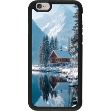 iPhone 6/6s Case Hülle - Silikon schwarz Winter 25 Winter house forest day