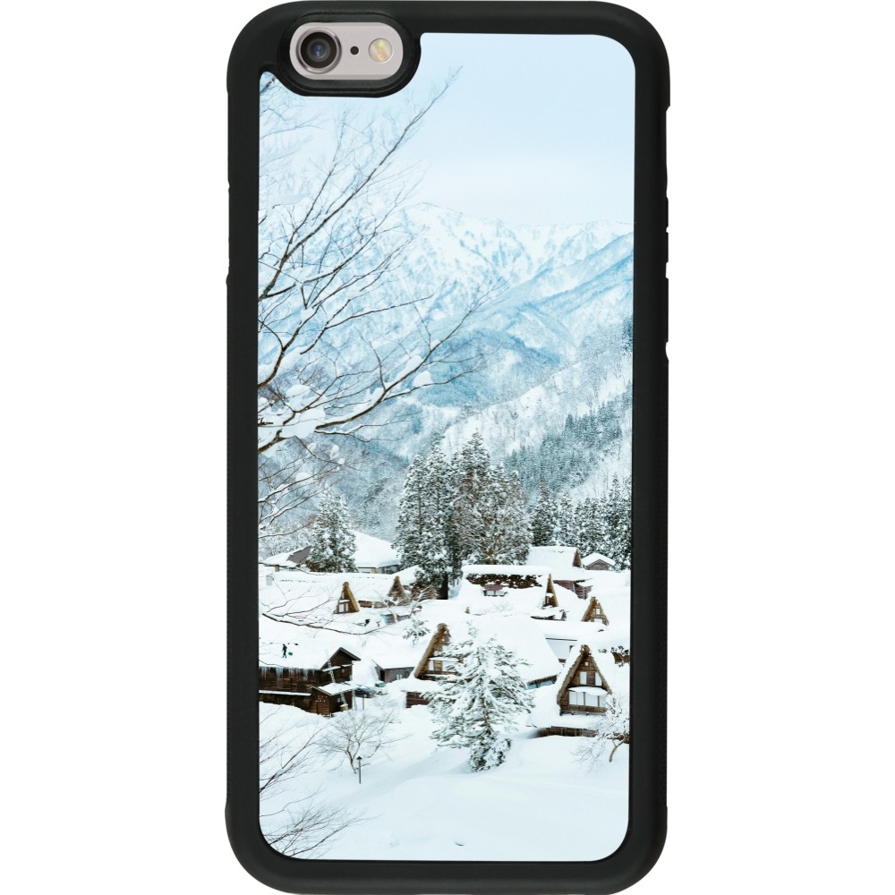 Coque iPhone 6/6s - Silicone rigide noir Winter 25 Winter snowy landscape