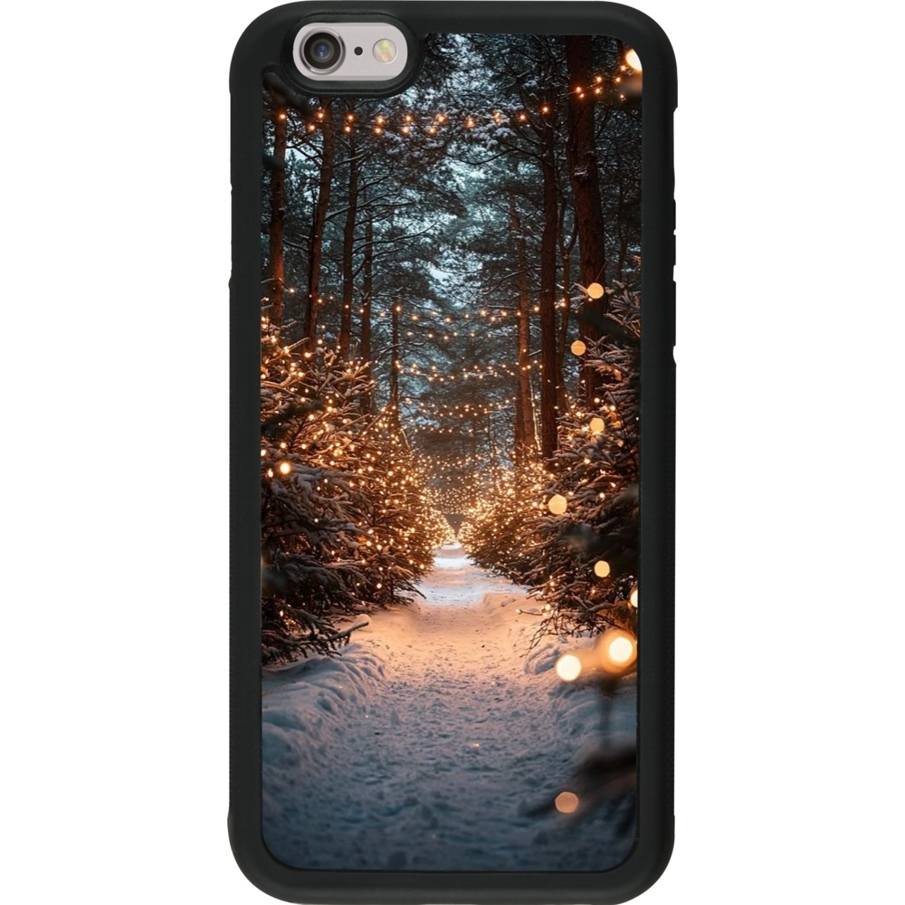 Coque iPhone 6/6s - Silicone rigide noir Winter 25 Winter snowy road