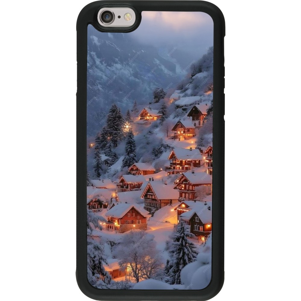 Coque iPhone 6/6s - Silicone rigide noir Winter 25 Winter snowy village