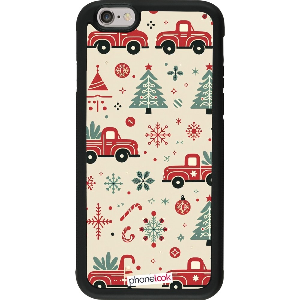 Coque iPhone 6/6s - Silicone rigide noir Noël 2024 Camion Sapin
