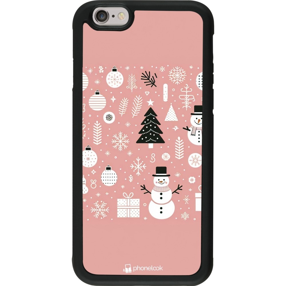 iPhone 6/6s Case Hülle - Silikon schwarz Weihnachten 2024 Rose Schneemann Weihnachten