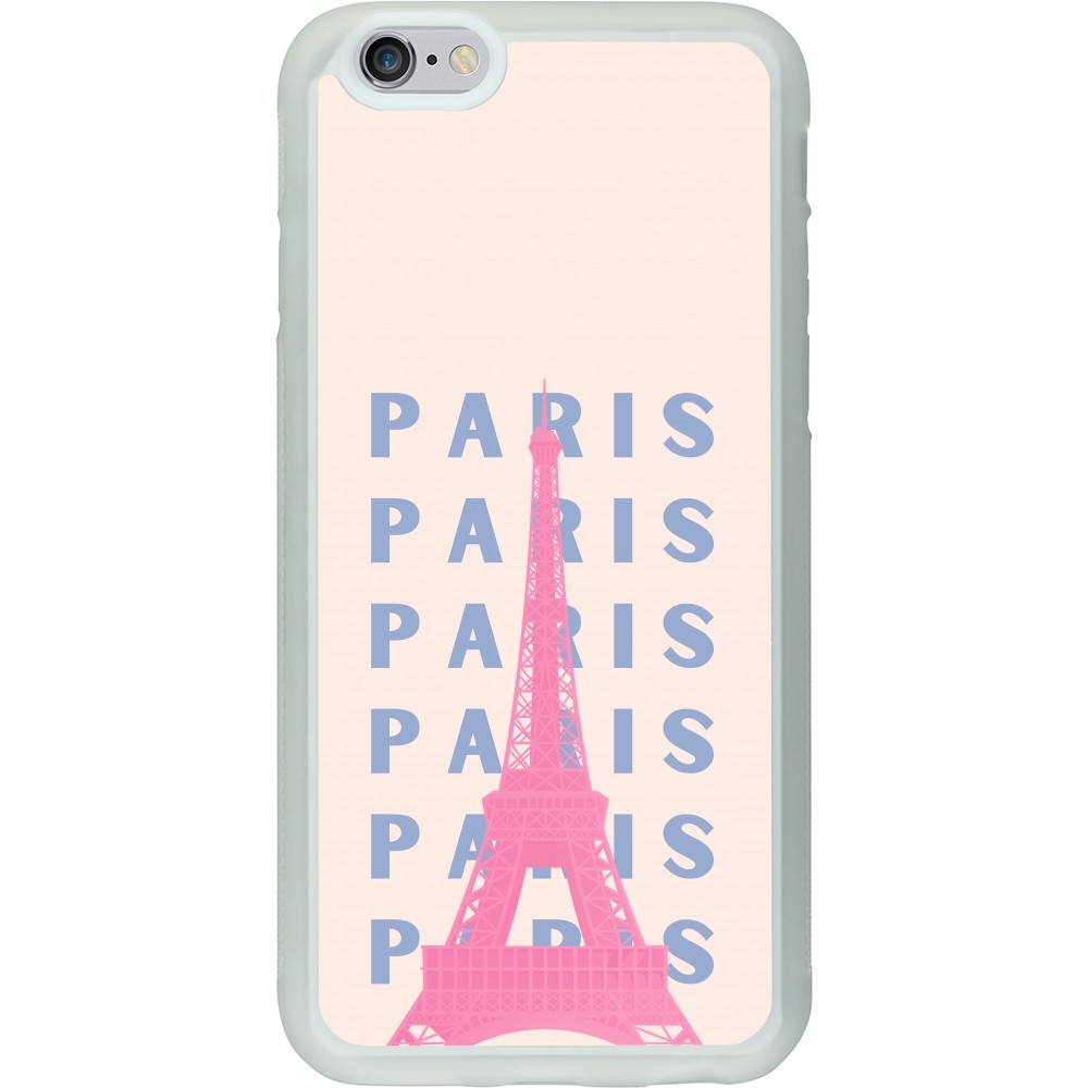 iPhone 6/6s Case Hülle - Silikon transparent Paris Pink Print