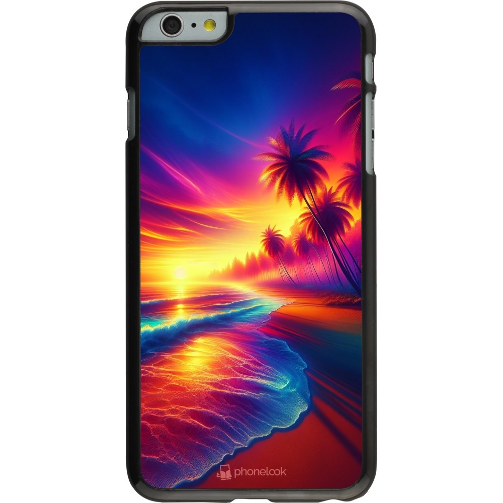 Coque iPhone 6 Plus / 6s Plus - Plage coucher soleil flashy