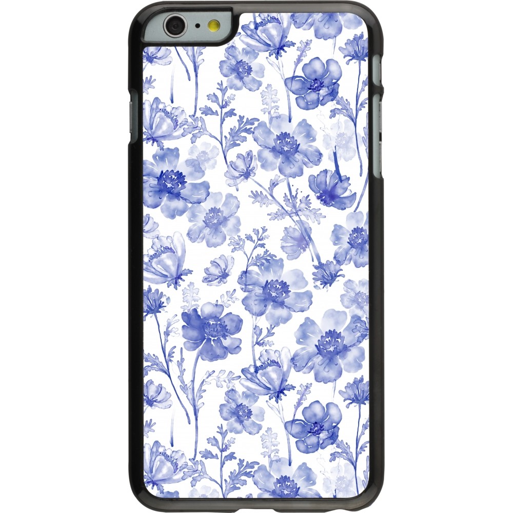 iPhone 6 Plus / 6s Plus Case Hülle - Spring 23 watercolor blue flowers