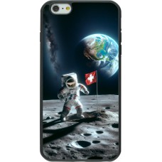 iPhone 6 Plus / 6s Plus Case Hülle - Silikon schwarz Astro Schweiz auf dem Mond