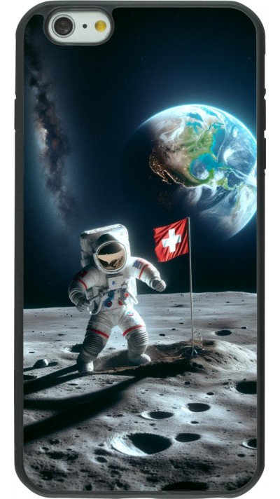 iPhone 6 Plus / 6s Plus Case Hülle - Silikon schwarz Astro Schweiz auf dem Mond