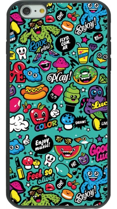 iPhone 6 Plus / 6s Plus Case Hülle - Silikon schwarz Cartoons old school